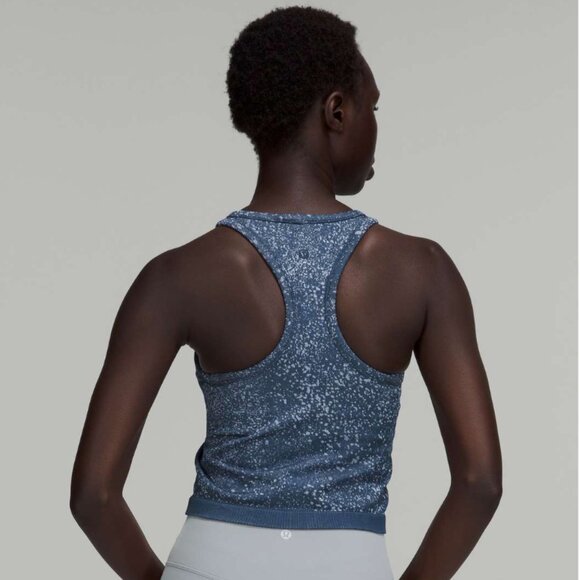 Lululemon Ebb to Street Cropped Racerback Tank Top in Mineral Blue - size 8 - Picture 3 of 9